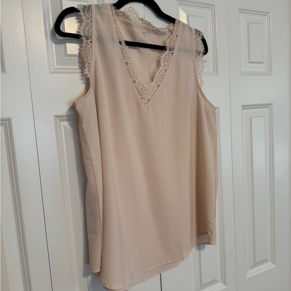 Elegant Cream Lace Trim Women's Top